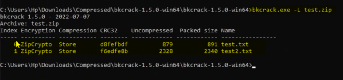Archive contents listing