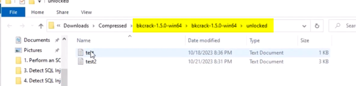 Unlocked archive contents